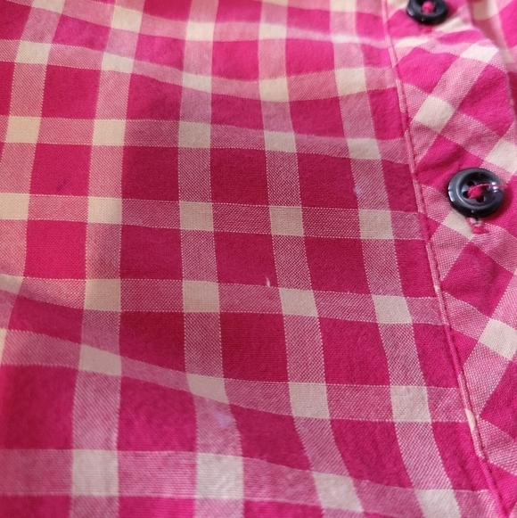 Holding Horses Gingham Ruffle Roll-tab Sleeve Button-down Shirt Size 4 Pink - Picture 5 of 13
